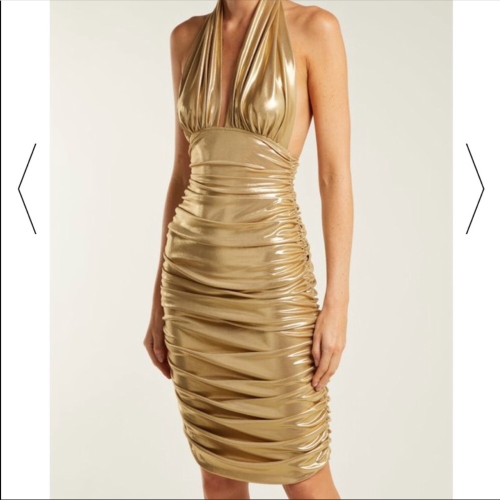 Norma Kamali Gold Halter Dress
